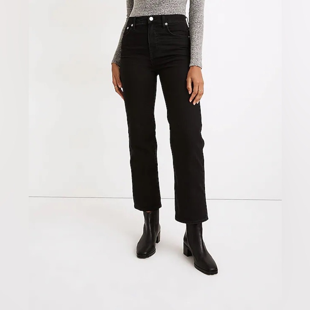 Madewell Jeans Slim Wide Leg Crop Lunar Black High Waist